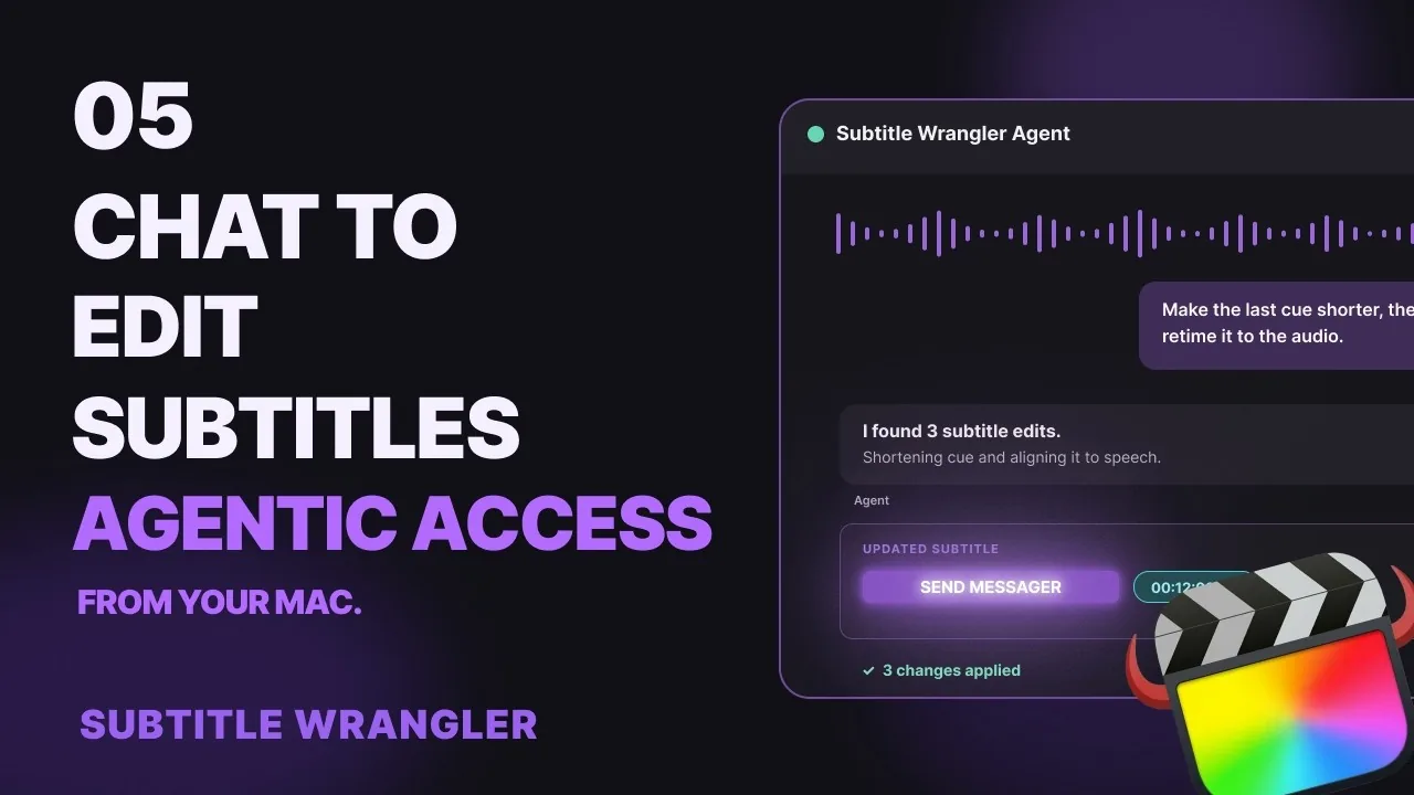 Tutorial 05 thumbnail: chat to edit subtitles with an AI agent